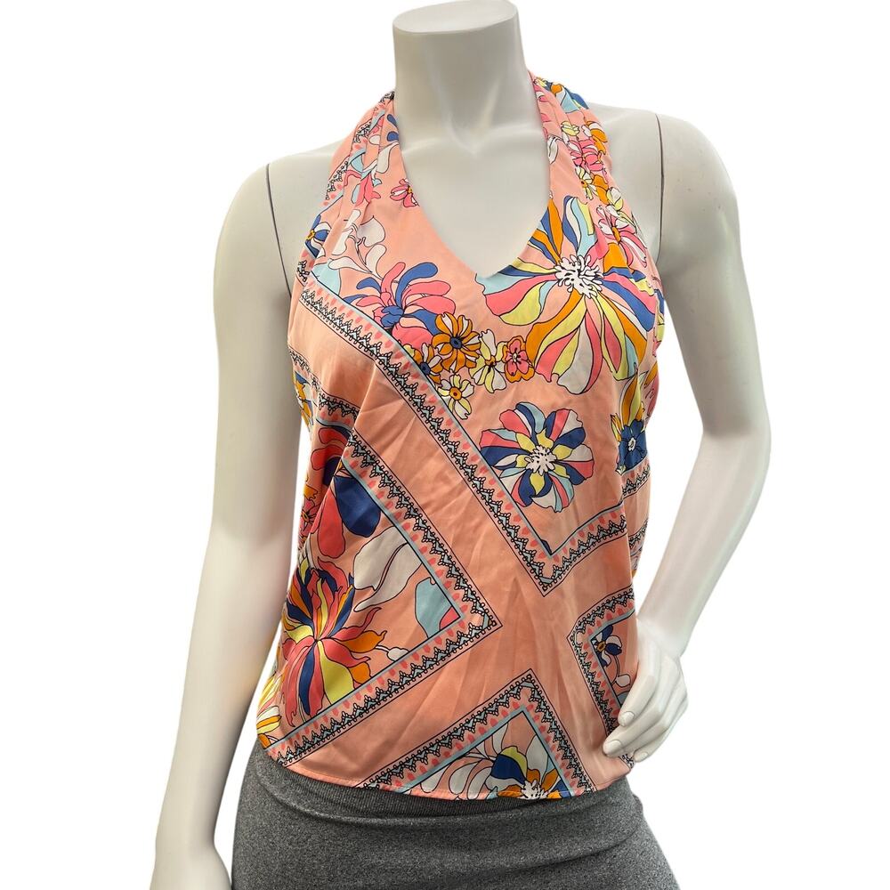 Margaret Josephs Women's Floral Open Back Top Size S